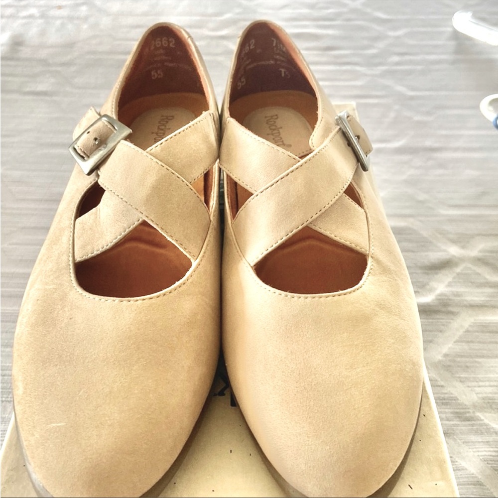 NWOT Rockport nu-buck suede cross strap Mary Jane